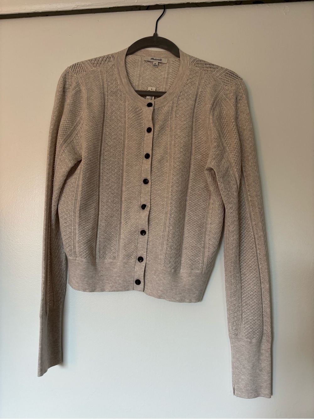 Madewell Signature Knit Pointelle Cardigan - Heather Grey Oat